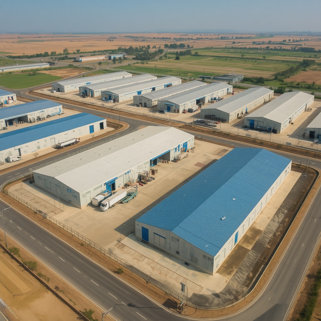 Industrial plots and farmland along the Yamuna Expressway near Jewar Airport